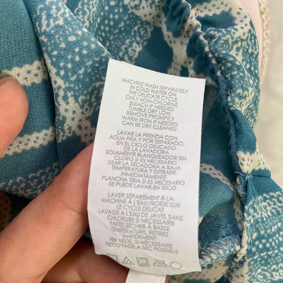 CAbi Windowpane Wrap Top Size M Teal Plaid Style 3068 Surplice V Neck Blouse - Picture 8 of 10